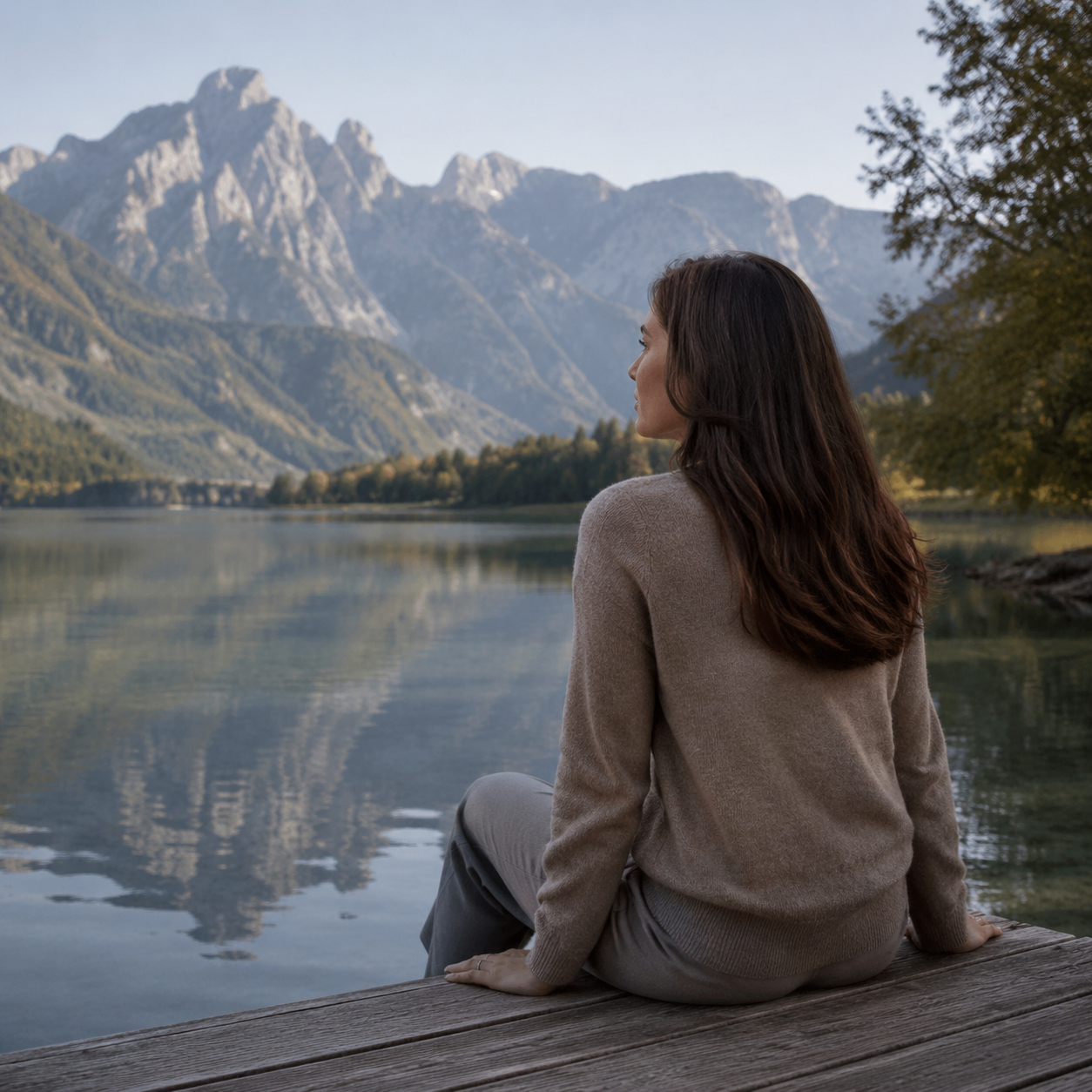 mk-lj-see KI-generierter Fotoplatzhalter: Frau am See